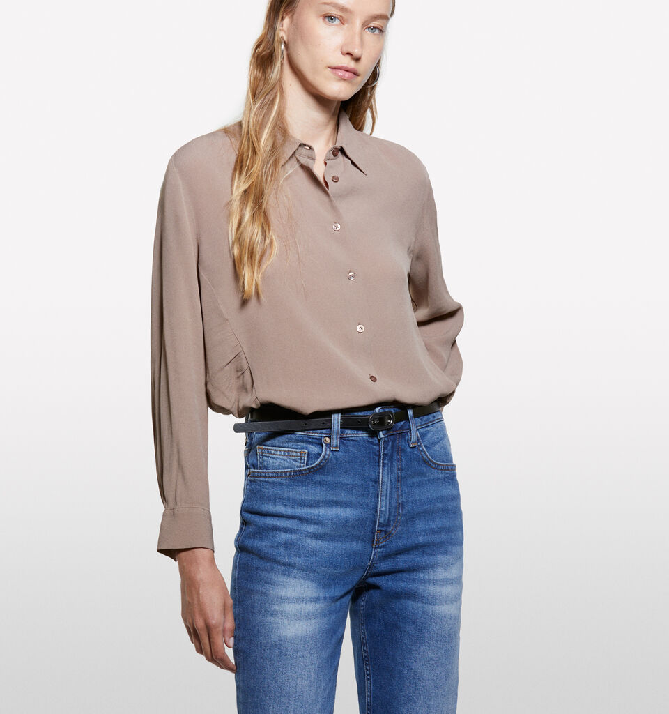 Brown oversized shirt - women's shirts - Brown | Sisley image number 3